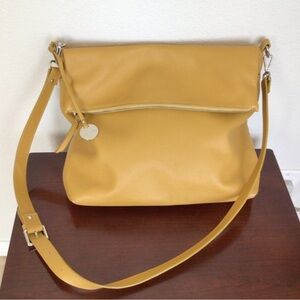 Pulicati Mustard Hobo Leather Shoulder Bag